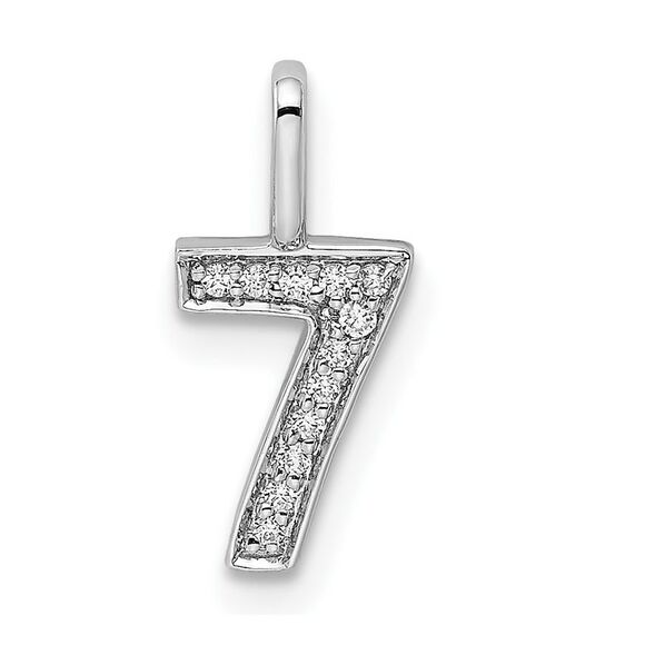 Kazi Luxury 14k White Gold Diamond Number 7 Pendant